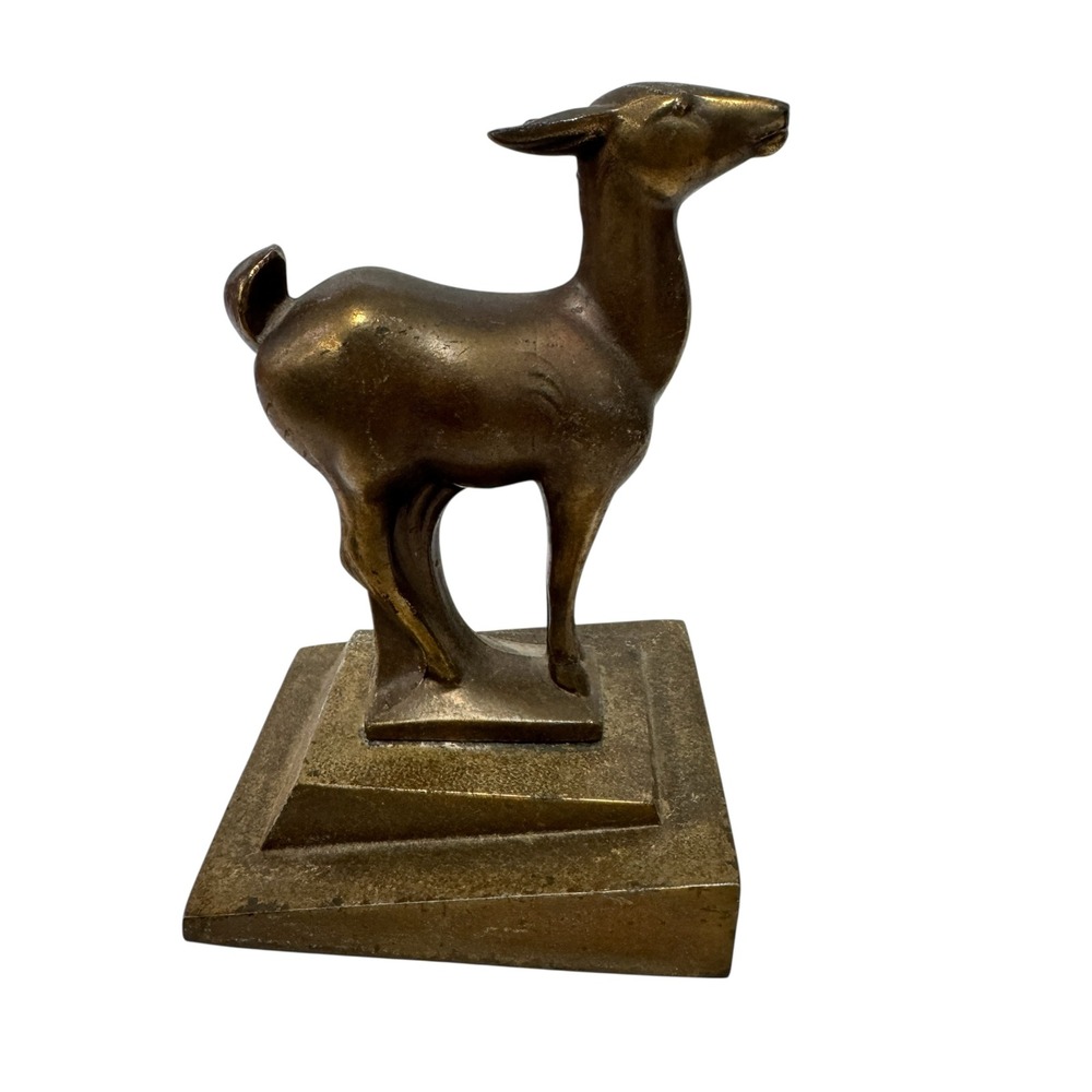 Vintage 1934 Single Deco Frankart Doe Brass Deer Fawn Figurine Statue bookend